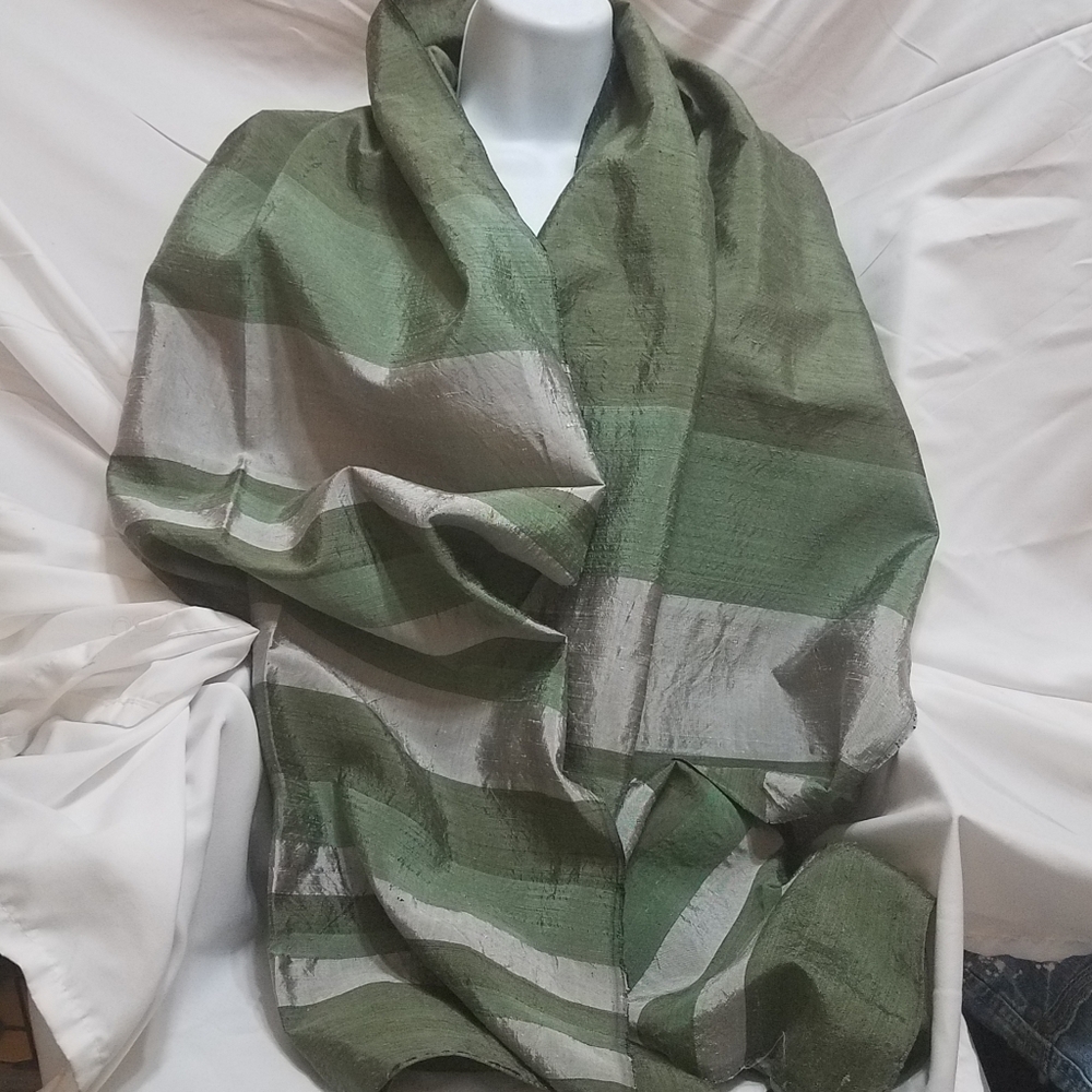 Star Of Siam Color Blocked Hand Woven Silk Scarf/Wrap